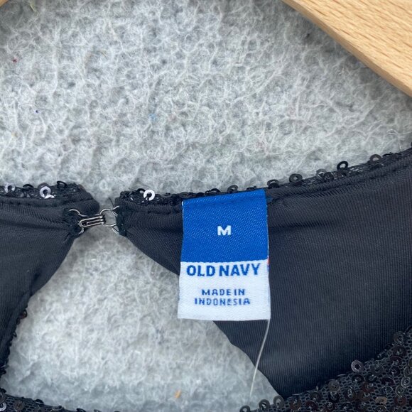 Old Navy Dress Womens Medium Black Jack Sequin Mini Short Bell Sleeve Cutout NWT - Picture 5 of 11